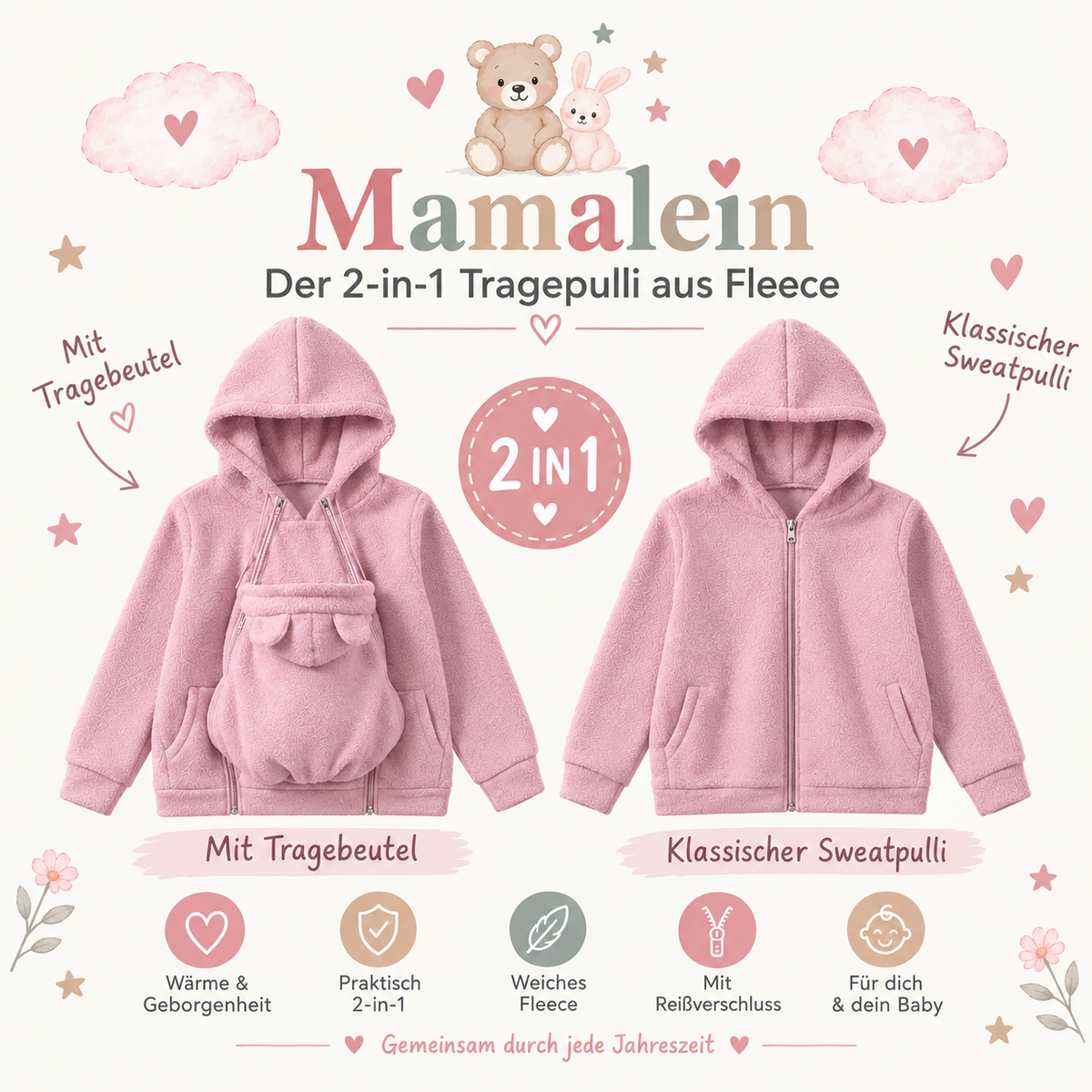 Der Belluvia Kokon – 2-in-1 Tragepulli aus Fleece
